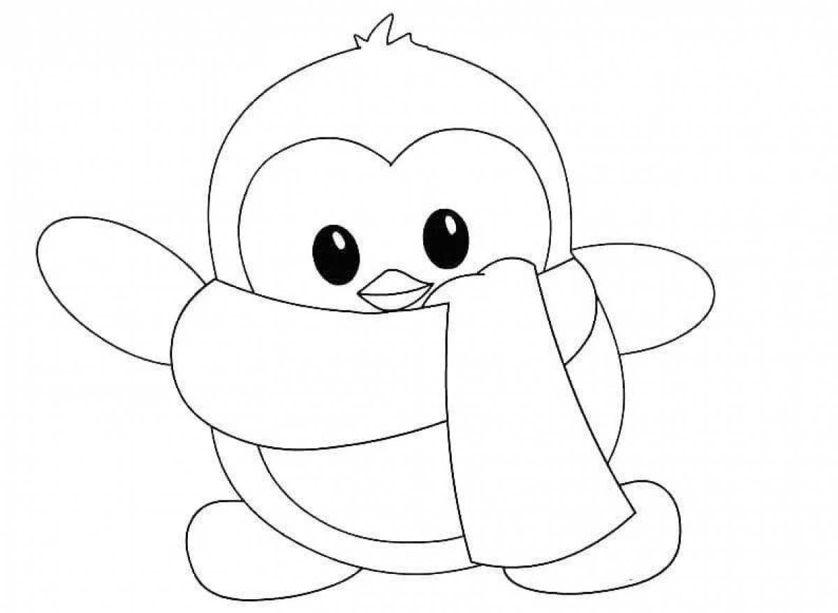 Coloring page joyful penguin