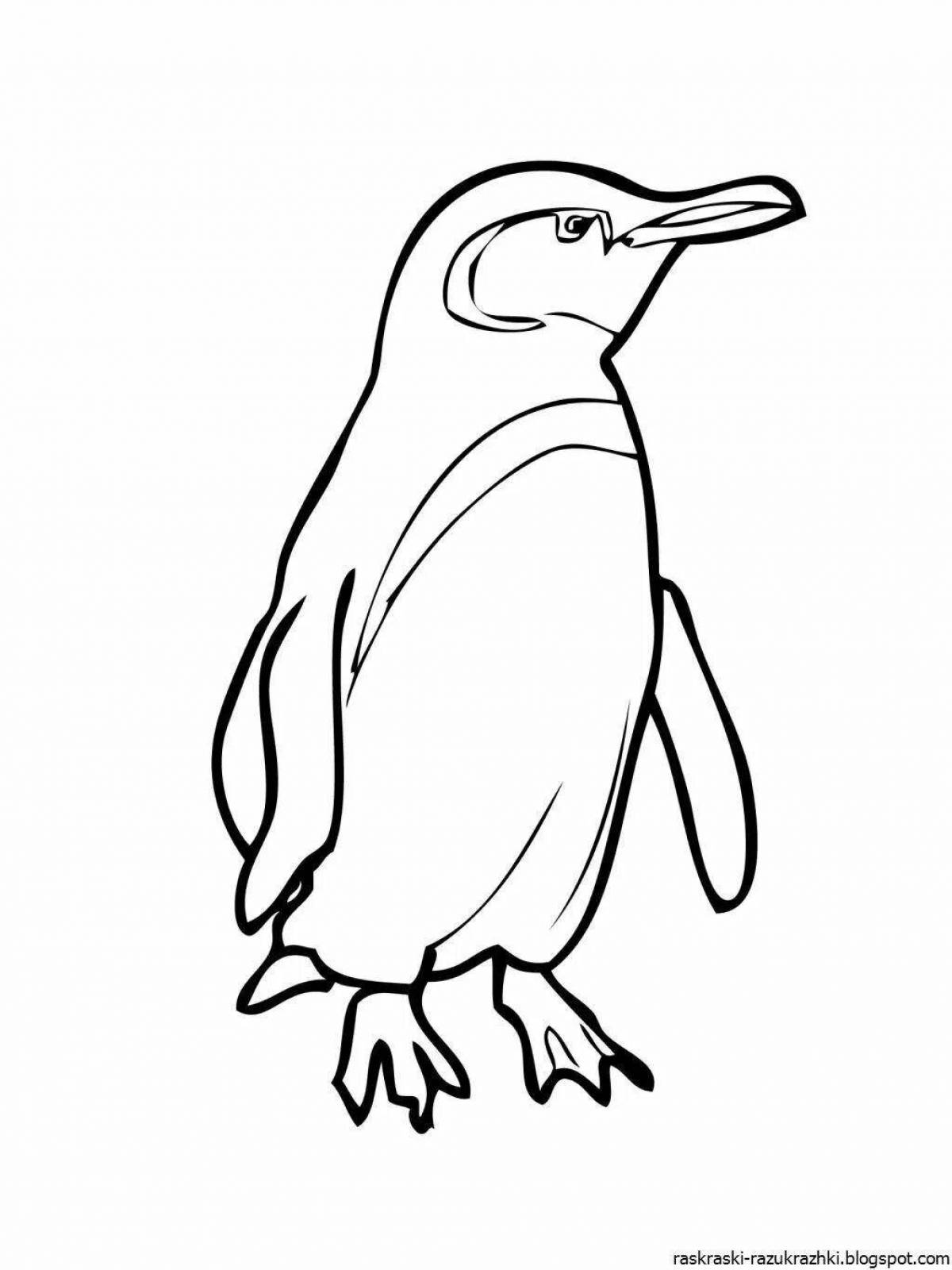 Glowing penguin coloring page