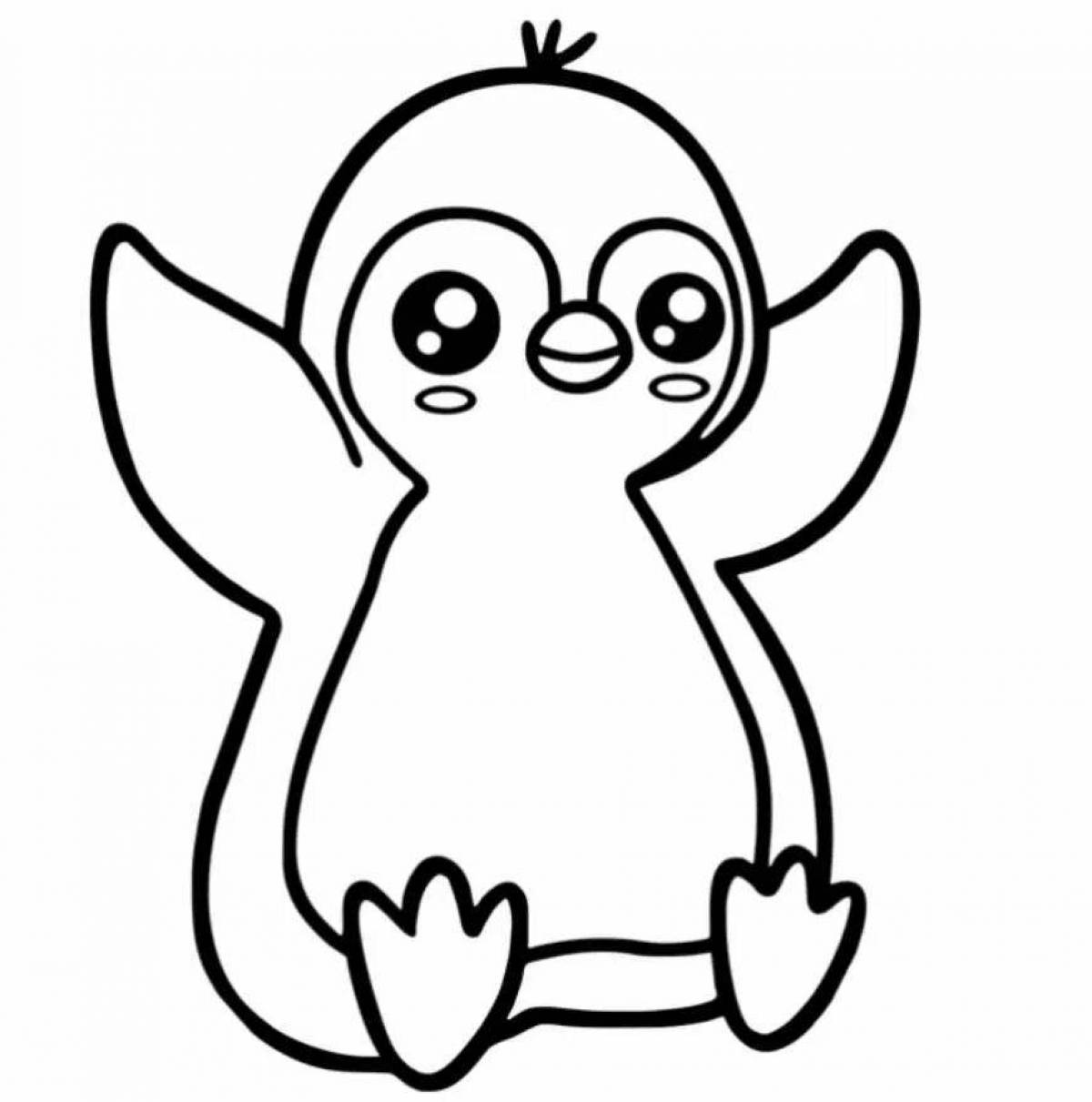 Причудливый рисунок пингвина для детей