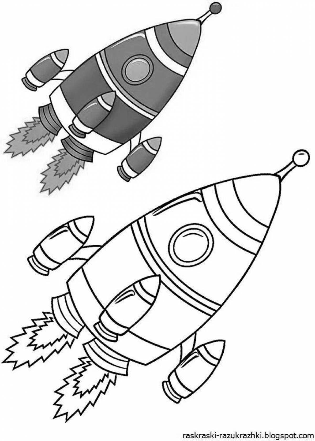 Fun rocket coloring for kids