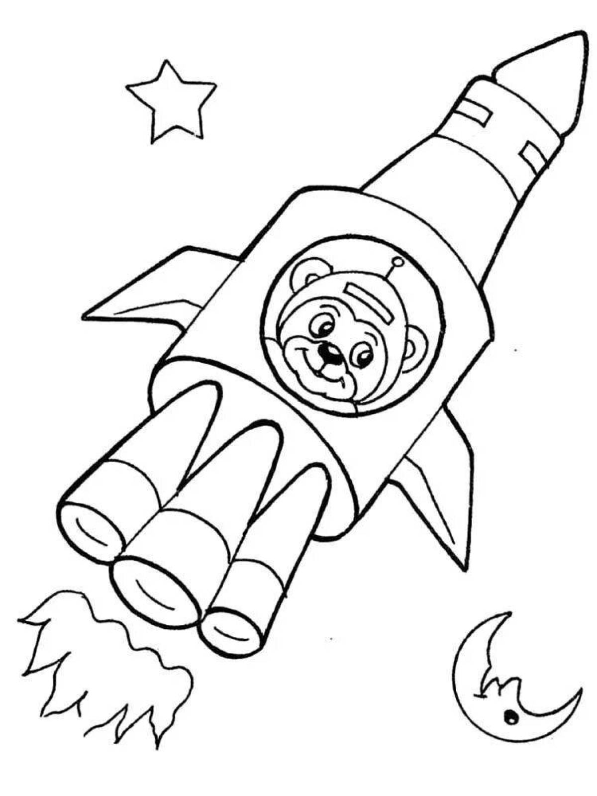 Привлекательная ракета-раскраска для детей