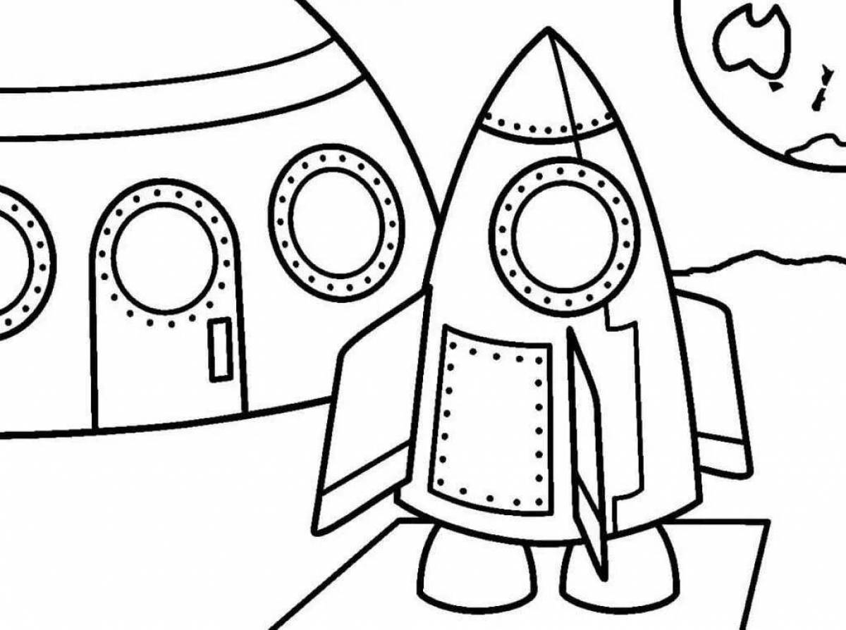 Unique rocket coloring page for kids