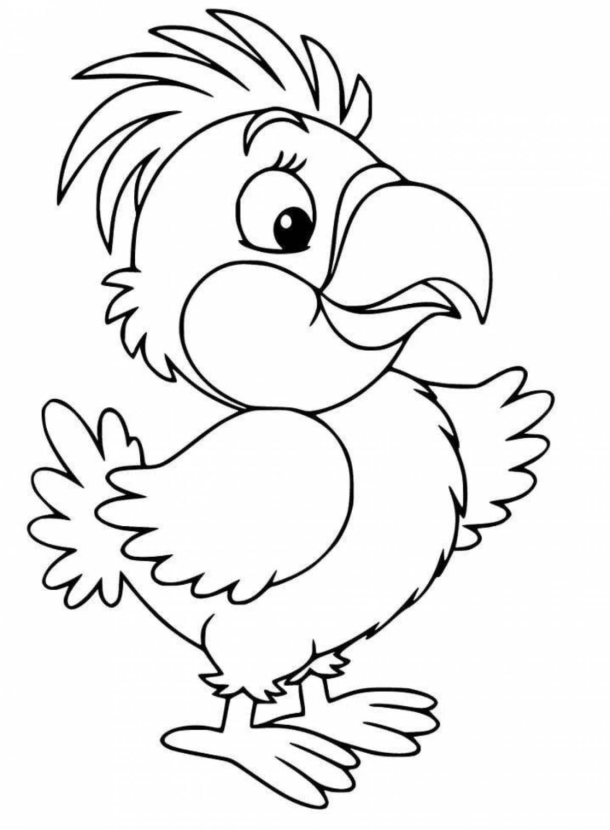 Animated parrot coloring page for kids