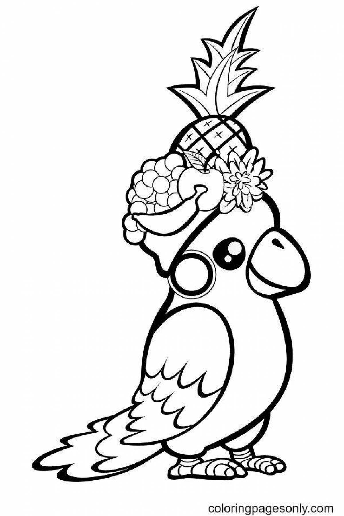 Adorable parrot coloring book for kids