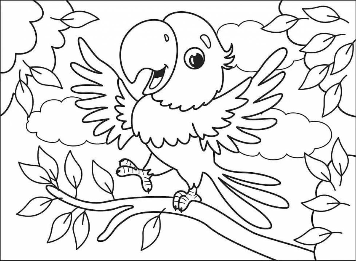 Fancy parrot coloring book for kids