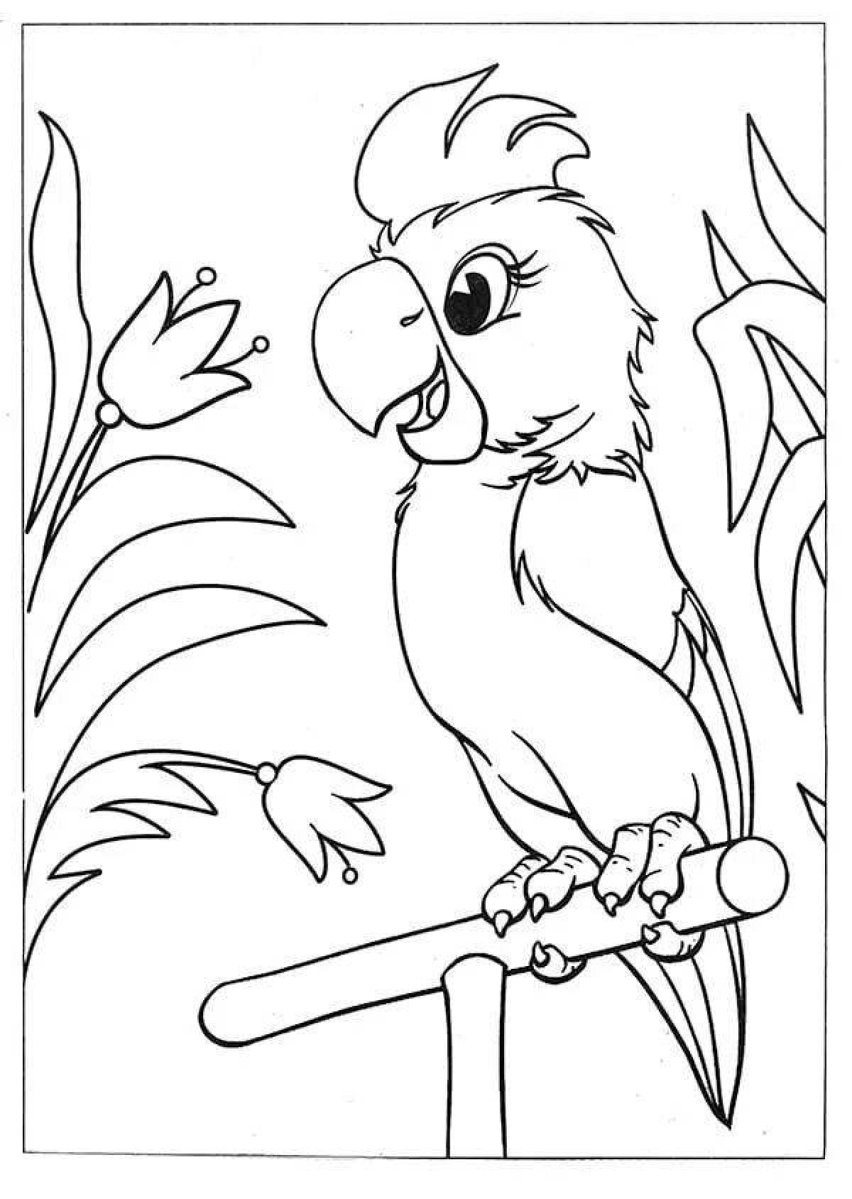 Coloring exotic parrot for kids