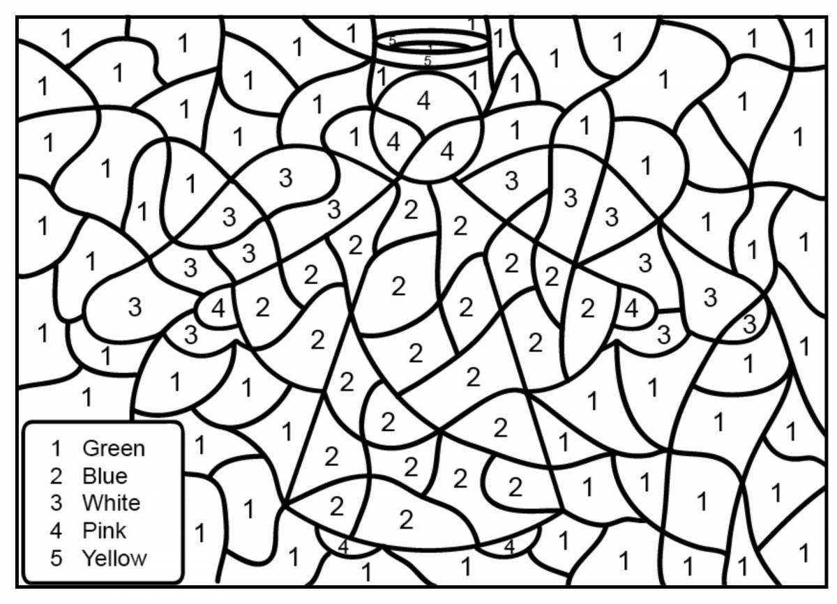 Radiantly coloring page by numbers english language colors