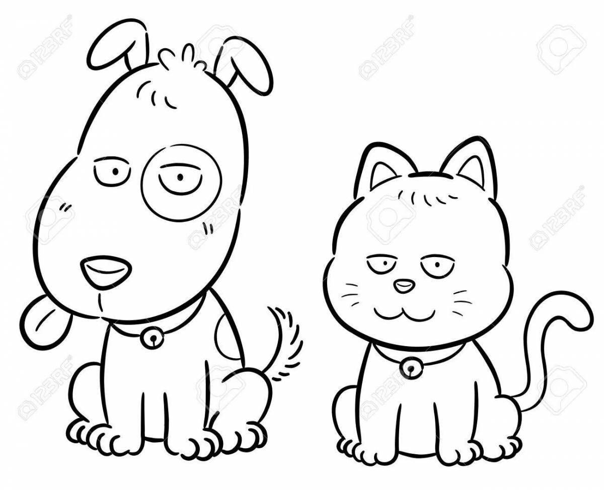 Outgoing cartoon dog coloring page