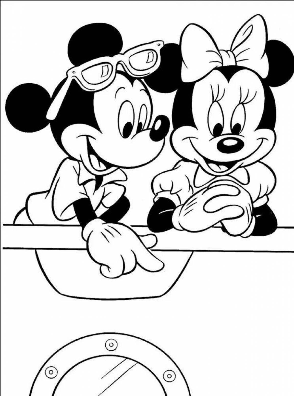 Joyful coloring mickey mouse and minnie mouse