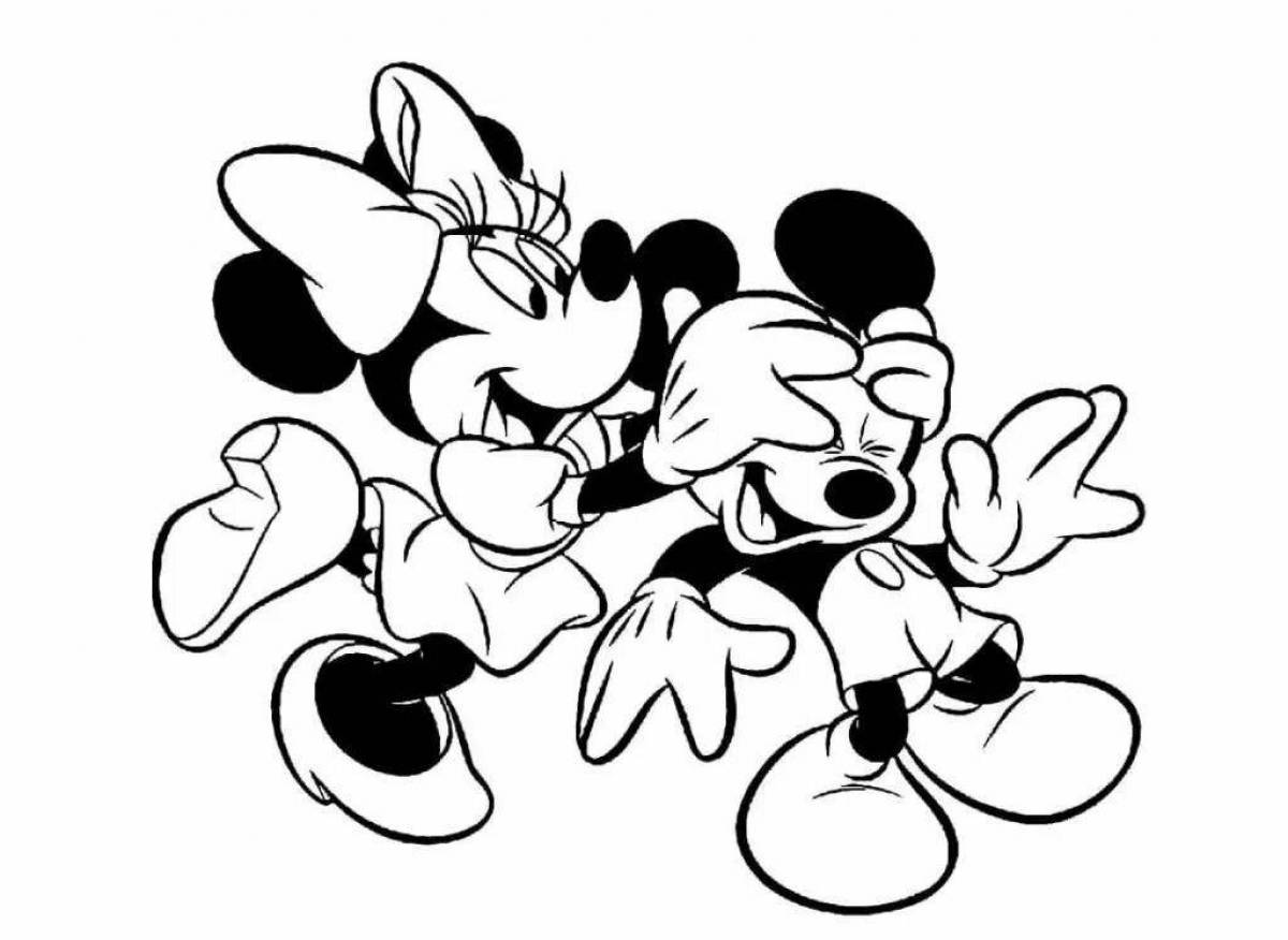 Charming coloring mickey mouse and minnie mouse