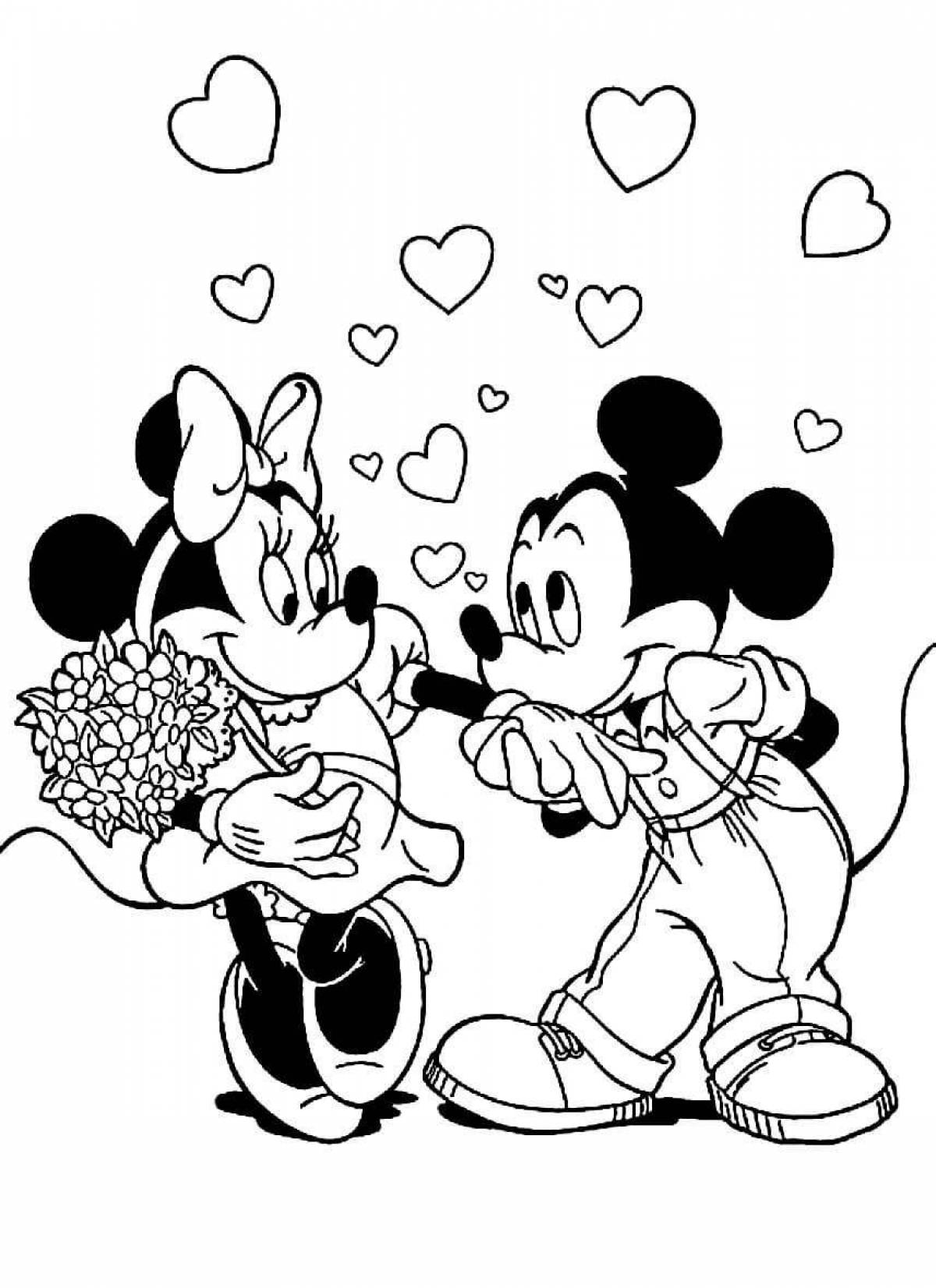 Playful coloring mickey mouse and minnie mouse