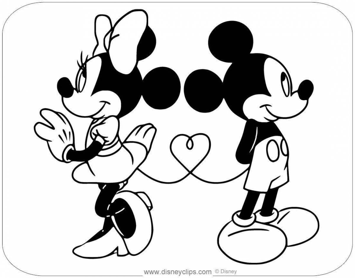 Loving coloring mickey mouse and minnie mouse