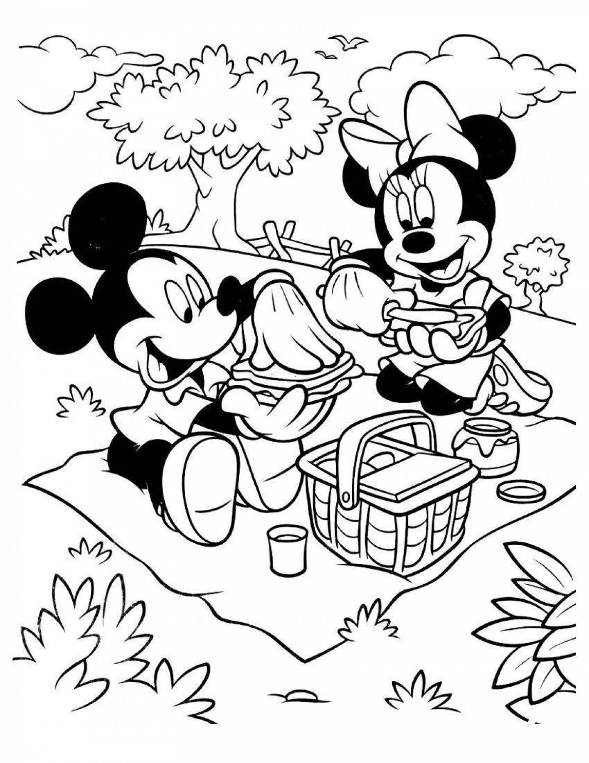 Blissful coloring mickey mouse and minnie mouse