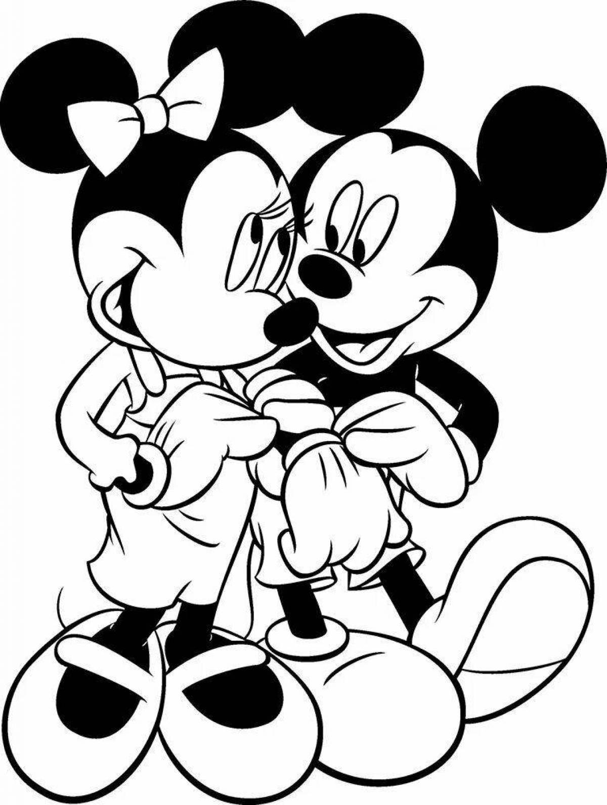 Great coloring mickey mouse and minnie mouse