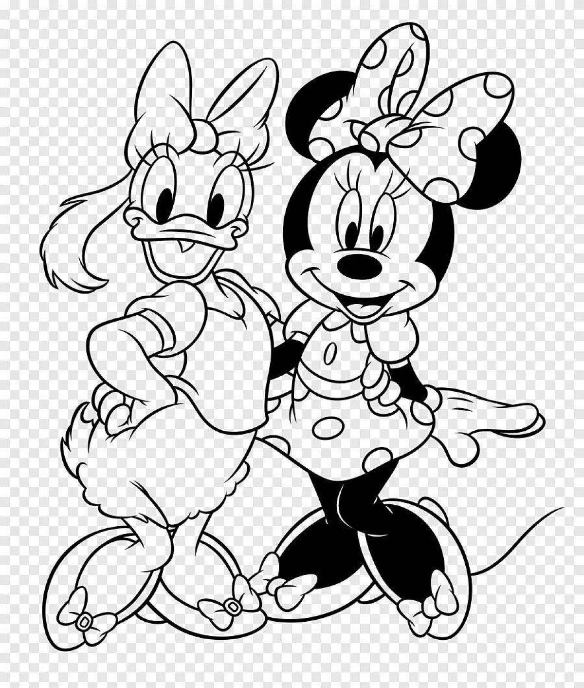 Radiant coloring mickey mouse and minnie mouse