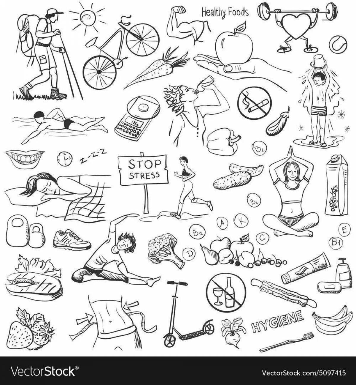 Relaxing lifestyle coloring page