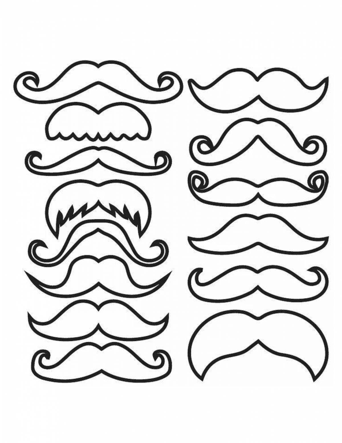 Colorful mustache coloring page
