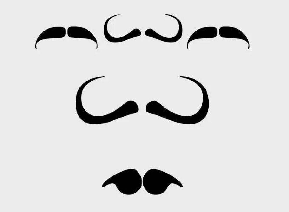 Coloring page with colorful mustache