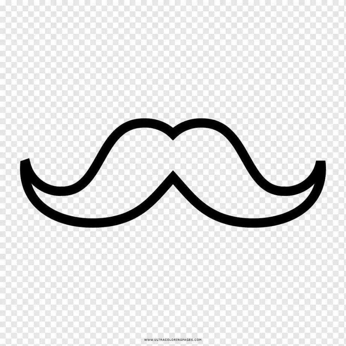 Colored mustache coloring page