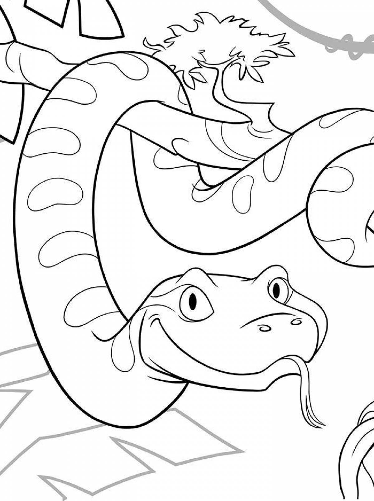 Поразительная страница раскраски анаконды
