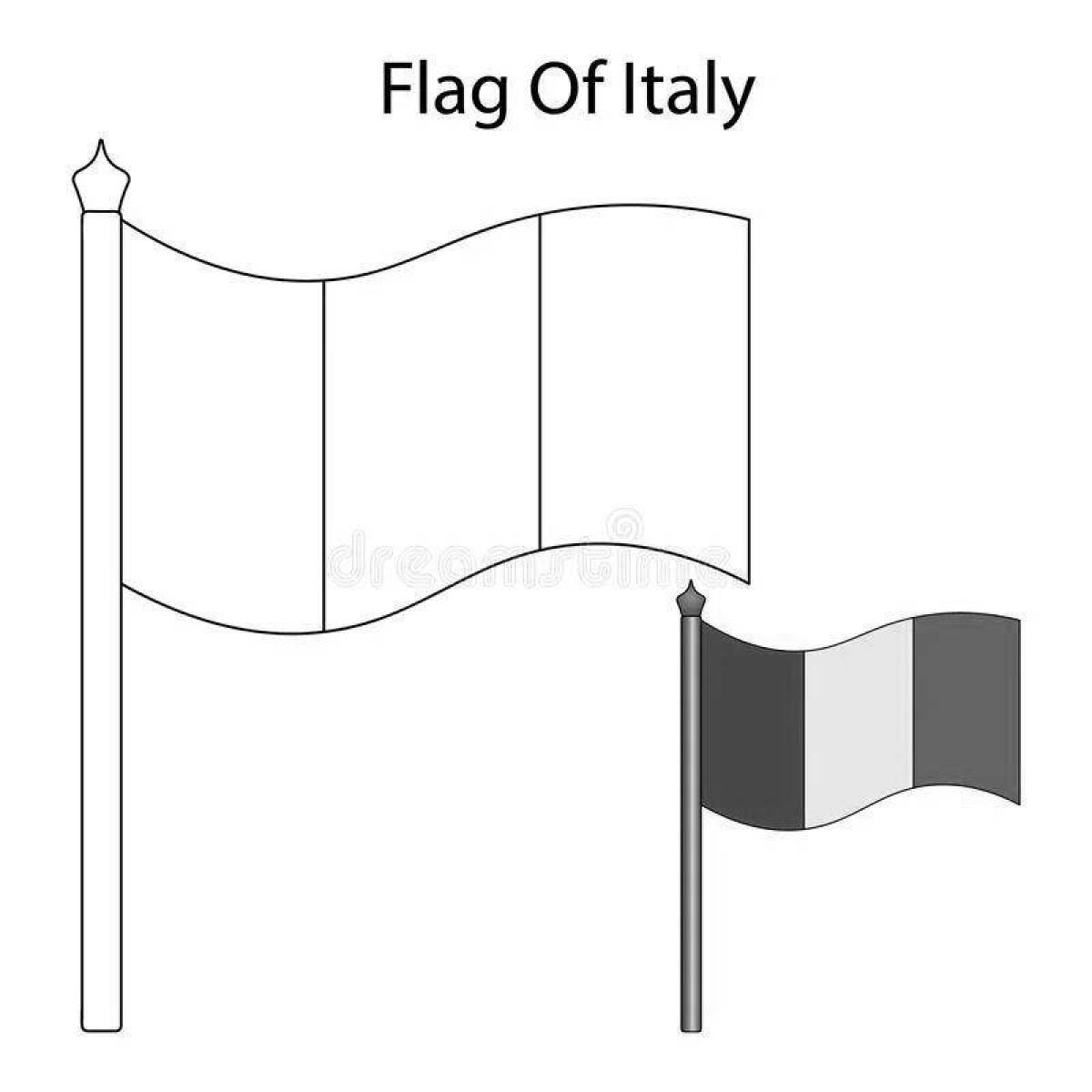 Яркая страница раскраски флага италии