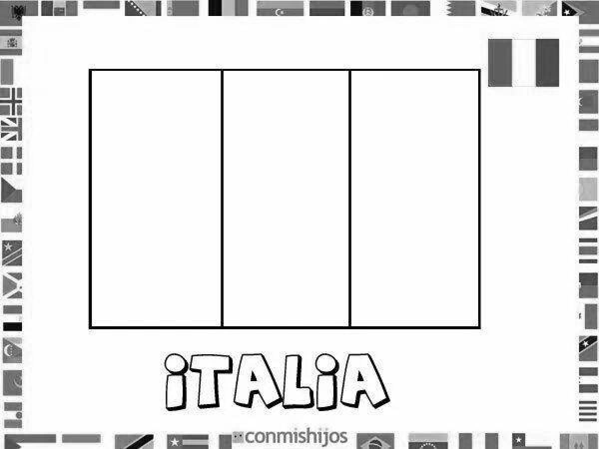 Игривая страница раскраски флага италии