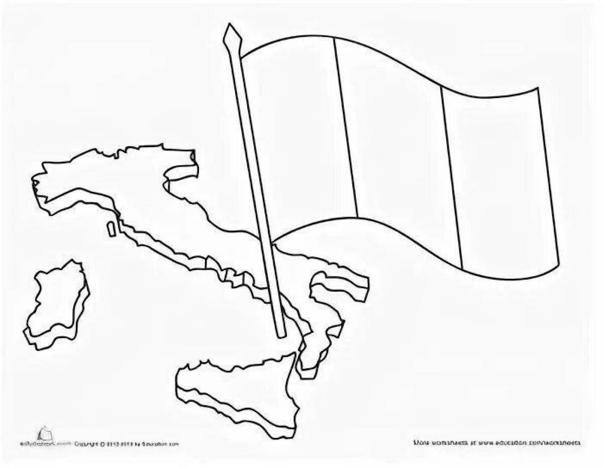 Раскраска очаровательный флаг италии