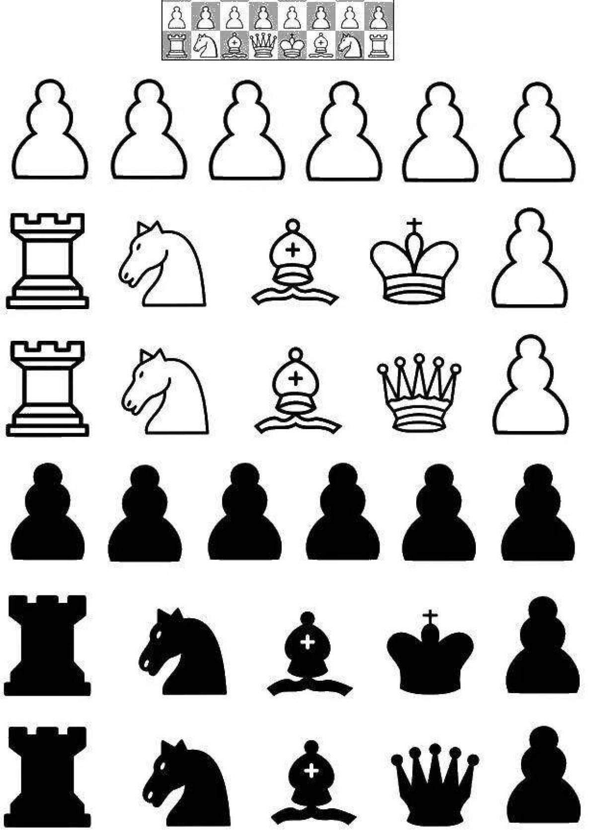Fine chess pieces coloring book