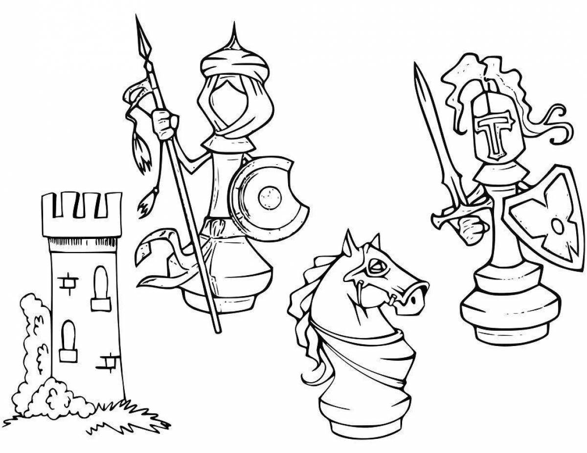 Chess pieces coloring book