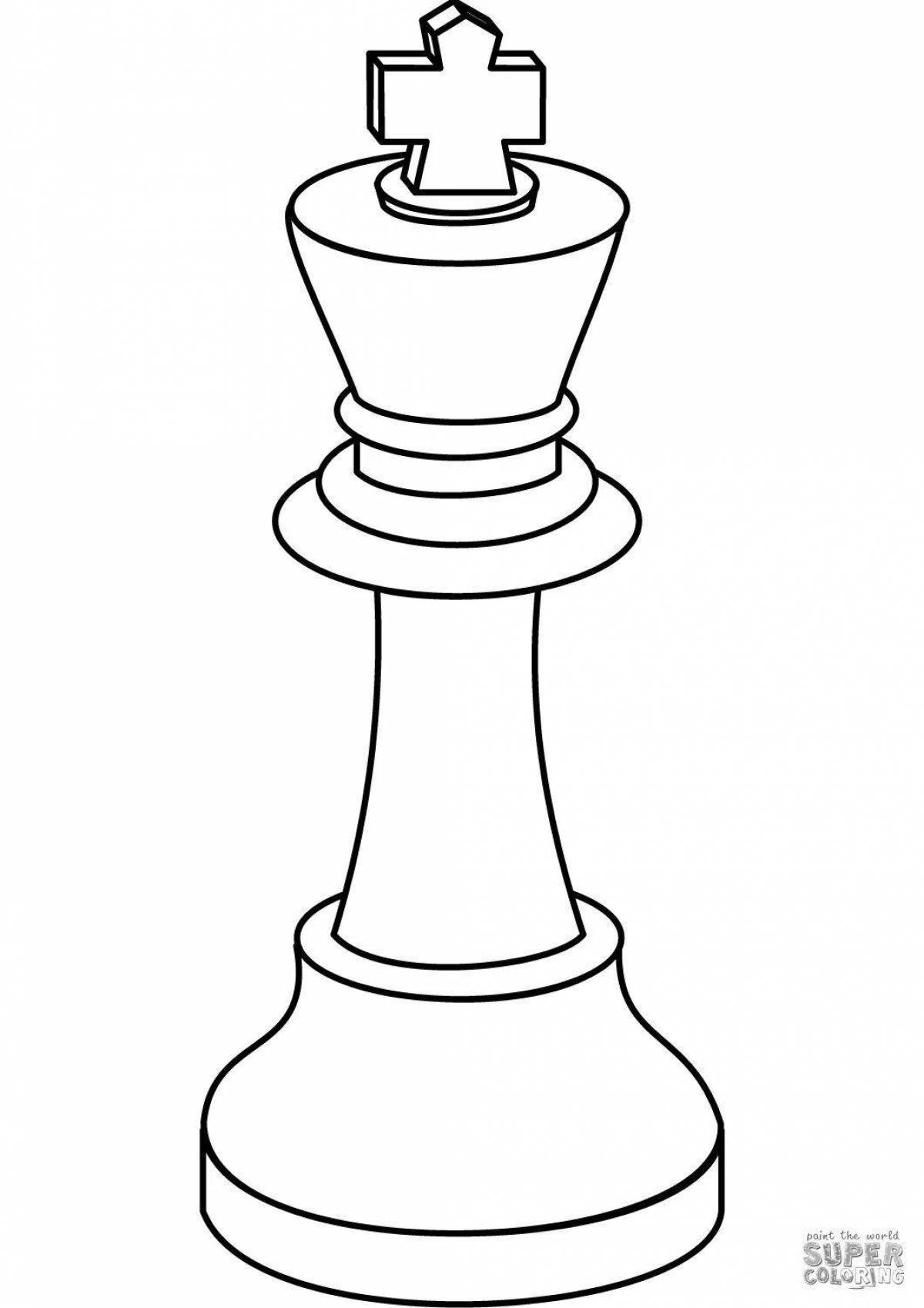 Coloring book fascinating chess pieces
