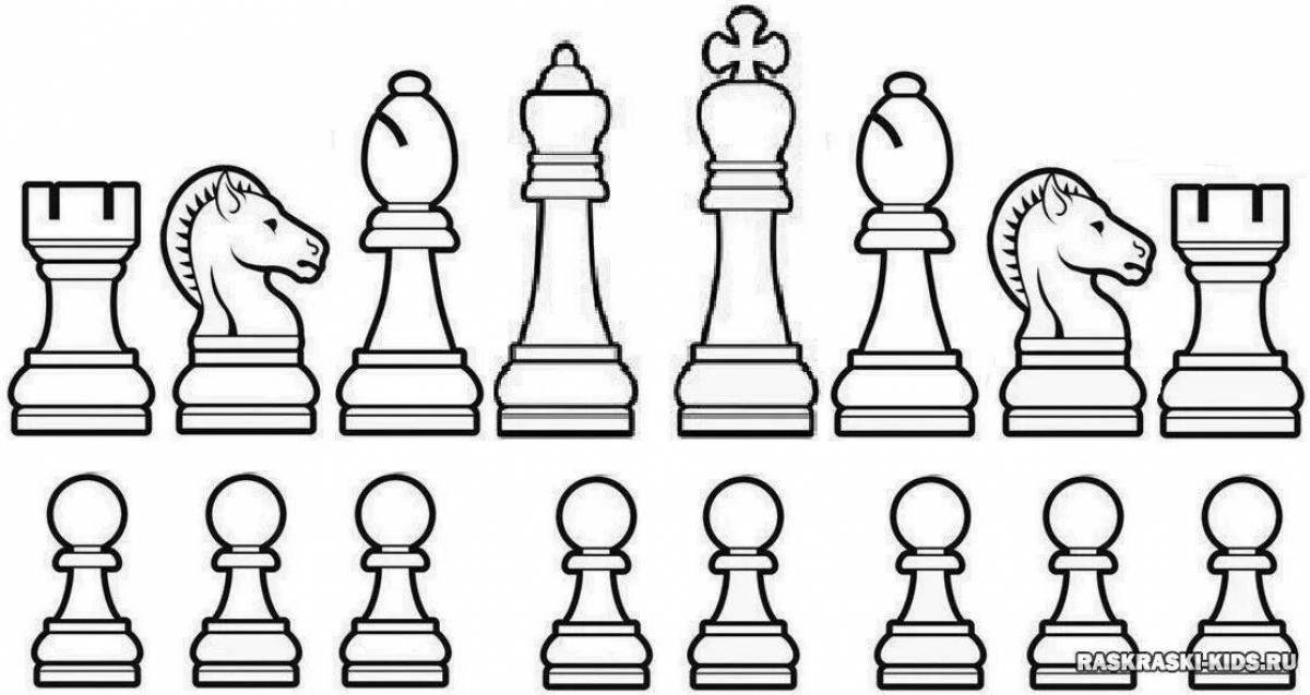 Coloring page spectacular chess pieces