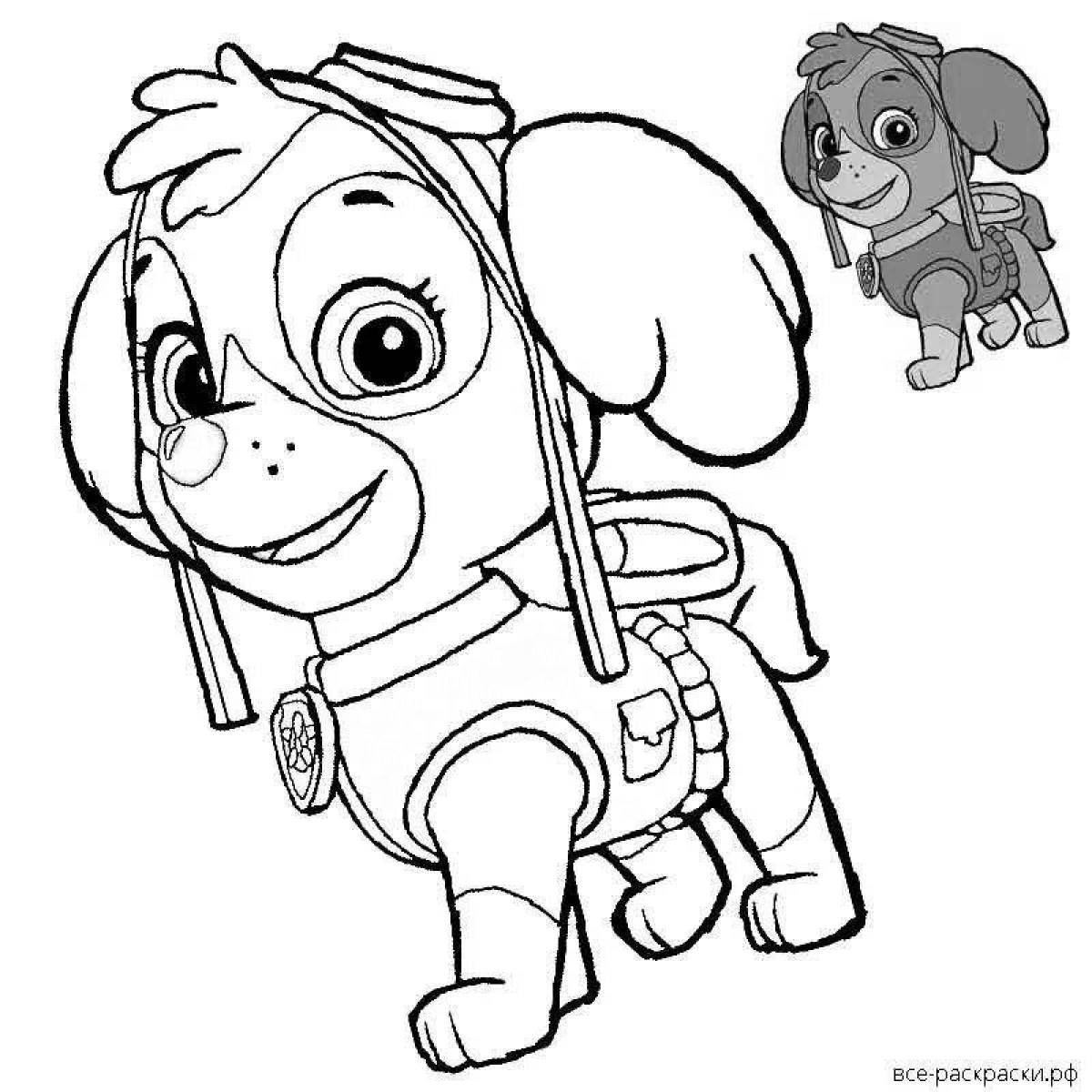 Adorable Skye puppy coloring page