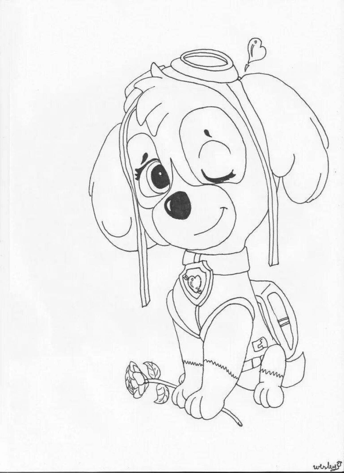 Naughty skye puppy coloring book