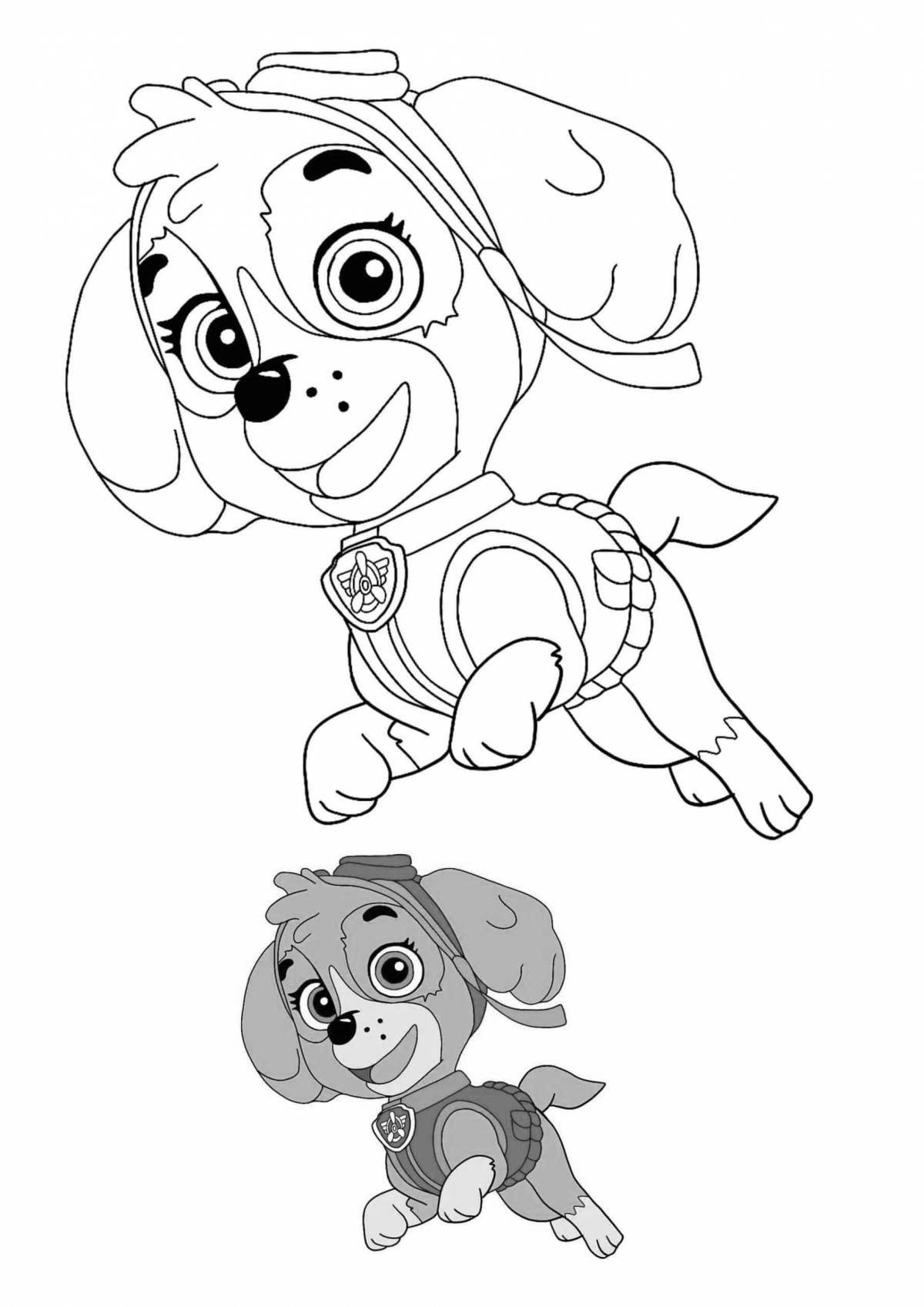 Wiggly coloring page skye puppy