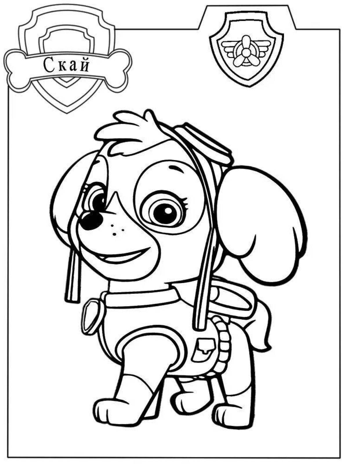 Snuggly coloring page skye puppy