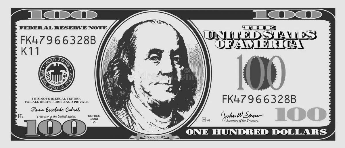 100 dollar fun coloring book