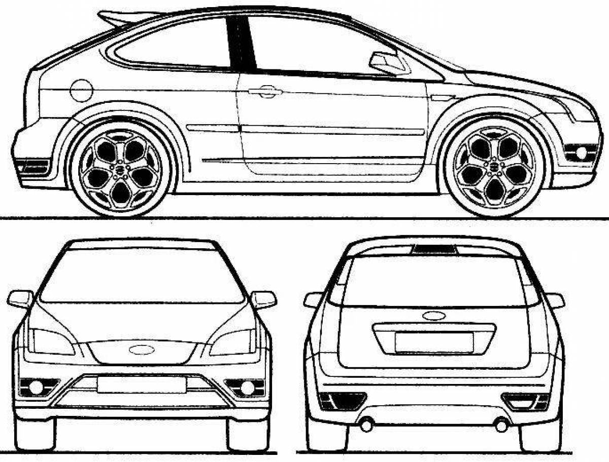 Glowing ford focus coloring page