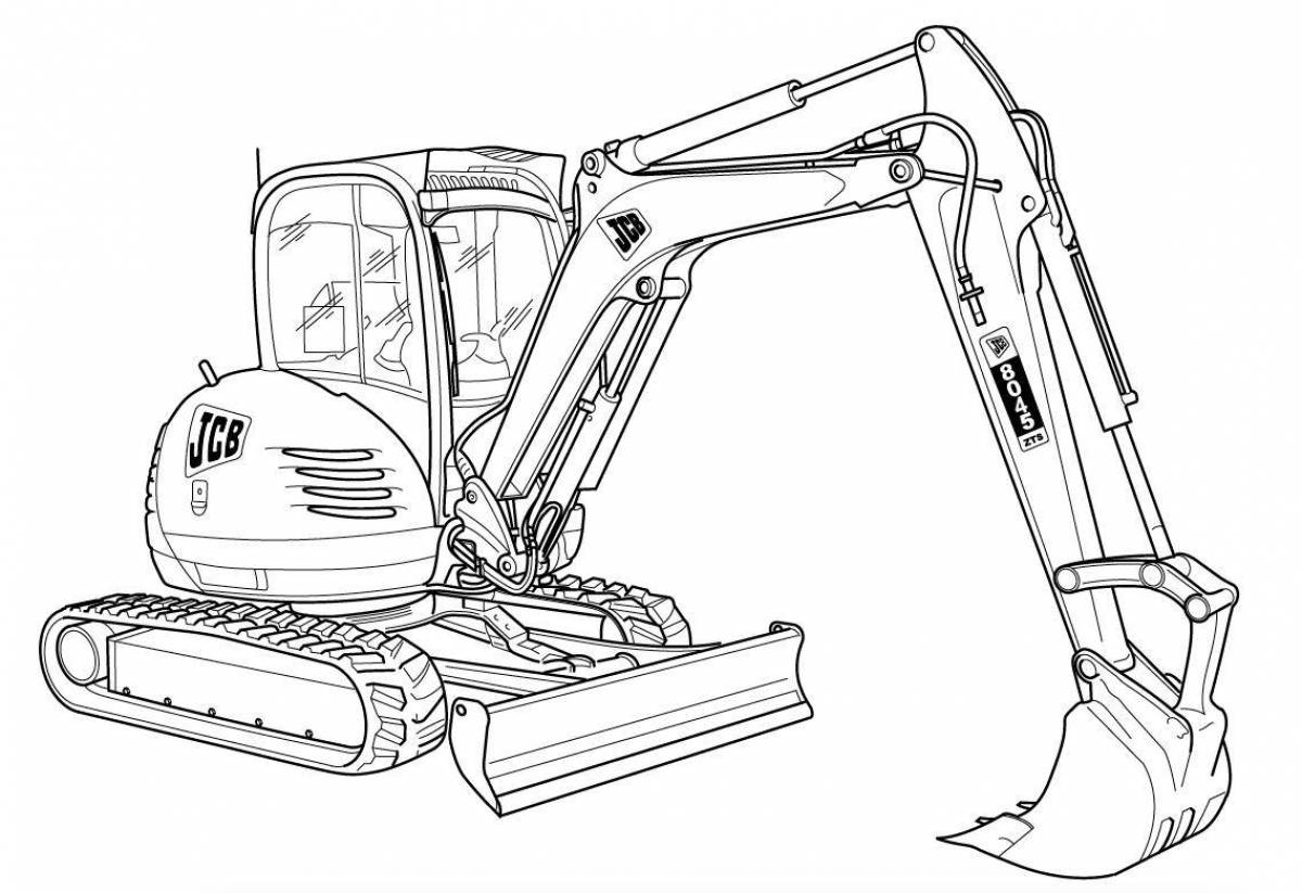 Coloring book exciting backhoe loader