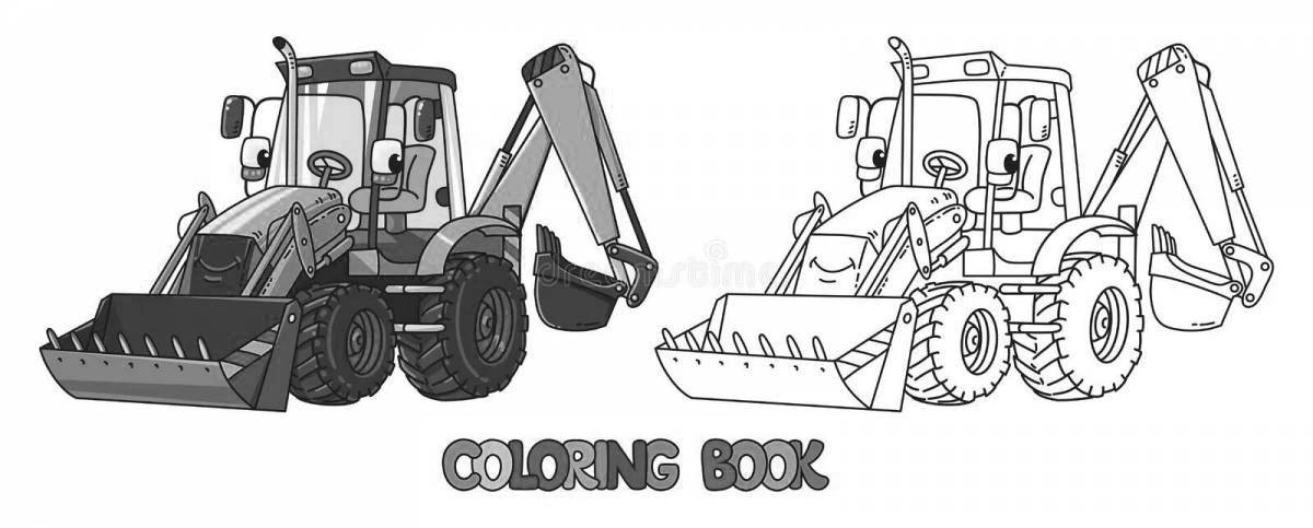 Coloring creative backhoe loader