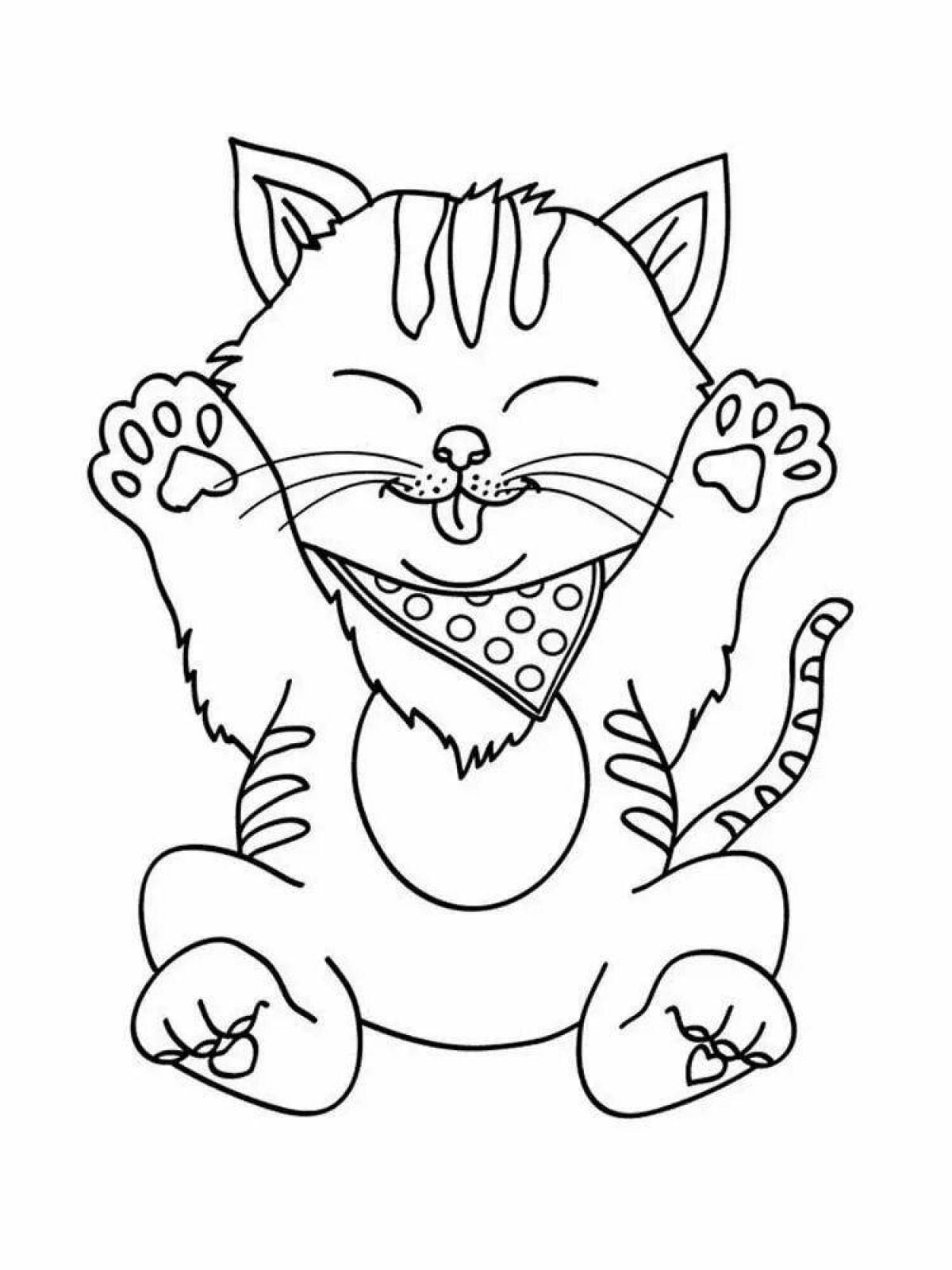Раскраска игривый котенок котэ