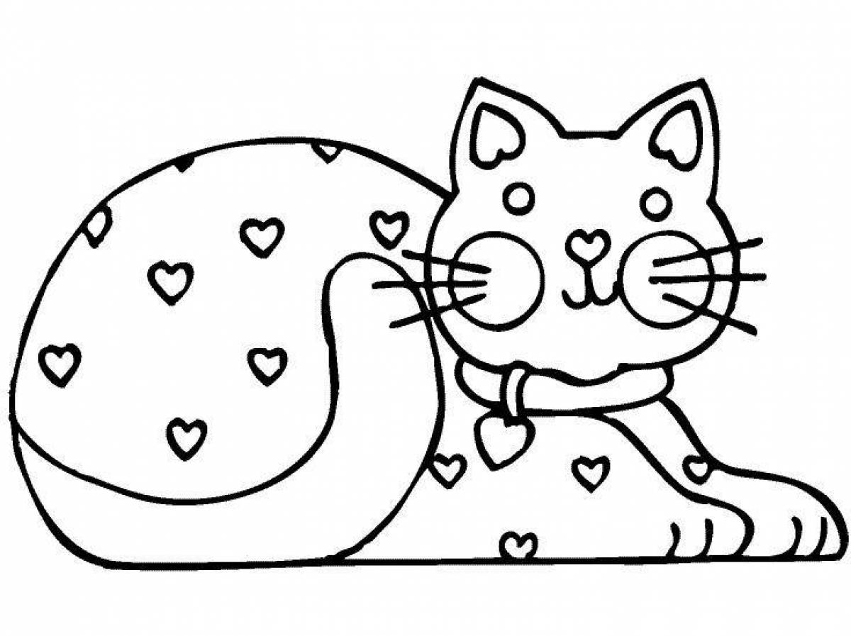 Coloring page fluffy kitten cat