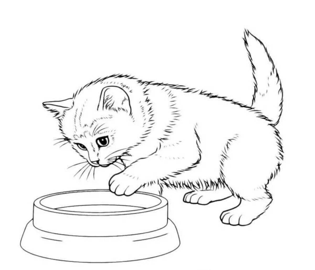 Радостный котенок котэ раскраска