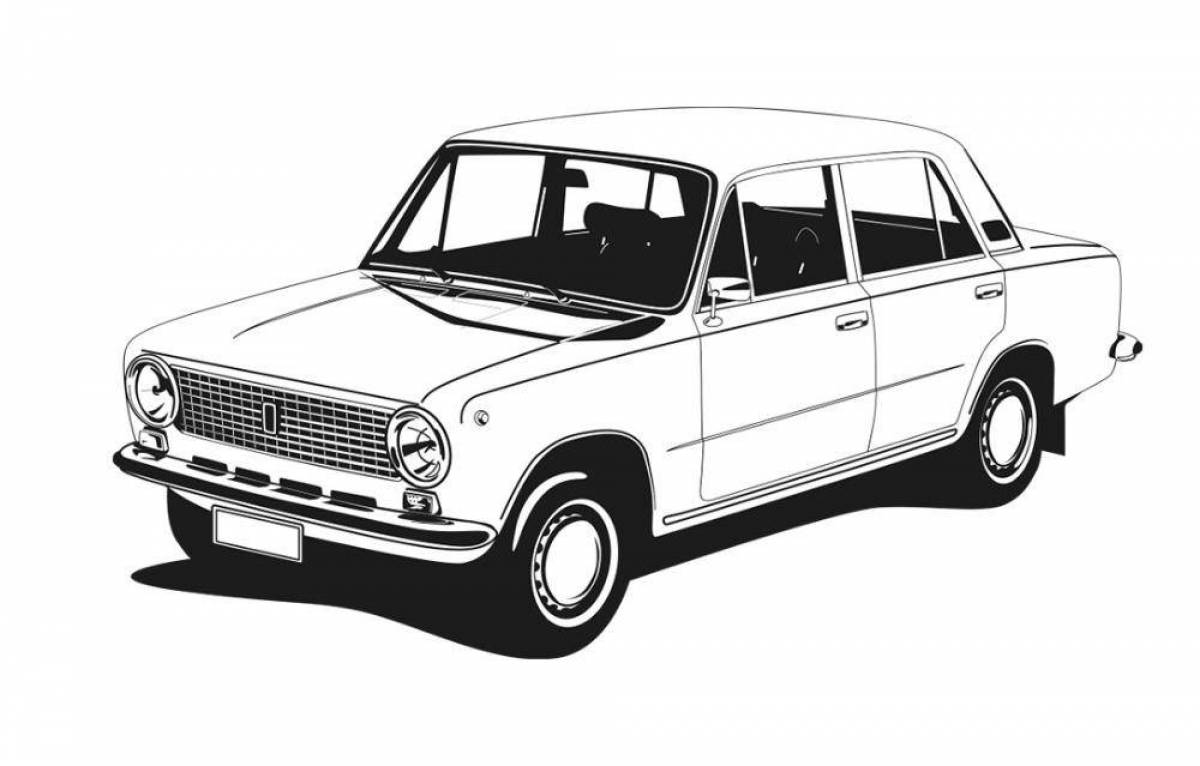 Coloring page graceful soviet cars