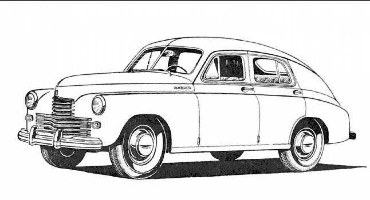Funny coloring pages of Soviet cars