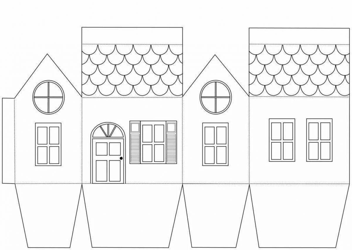 Coloring book bright paper house