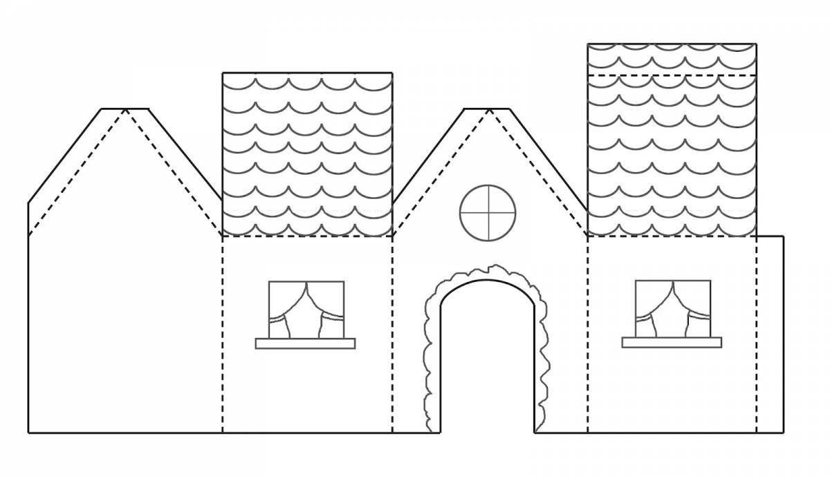 Coloring page funny paper house