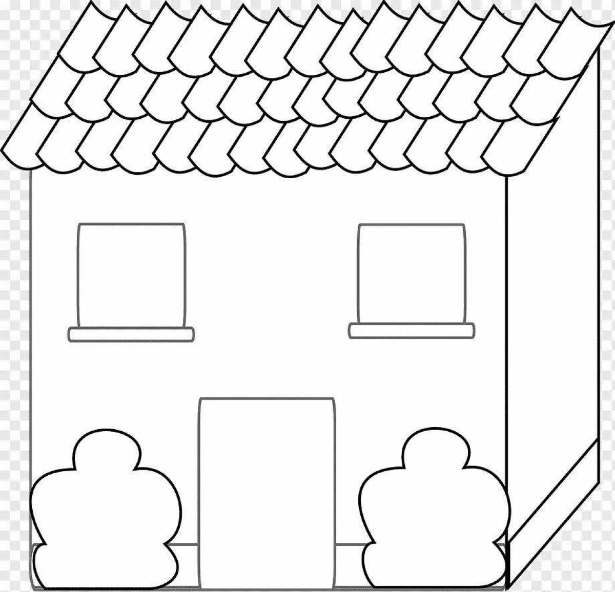 Gorgeous paper house coloring page