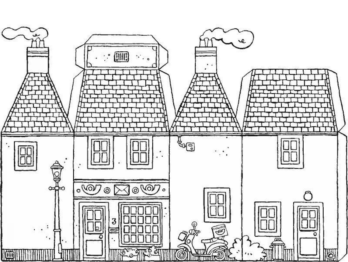 Fabulous paper house coloring page
