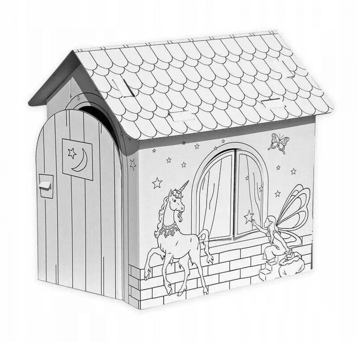 Coloring book humorous paper house