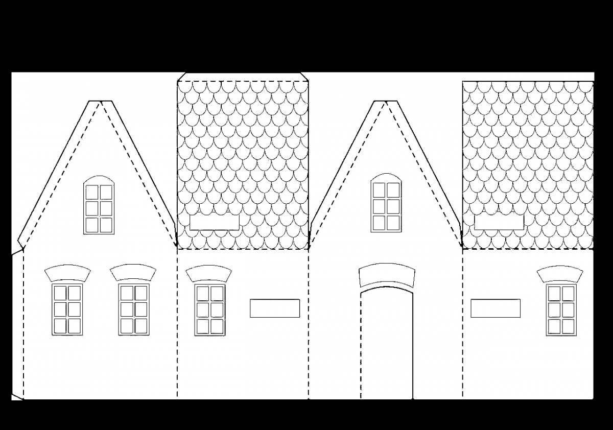 Attractive paper house coloring page